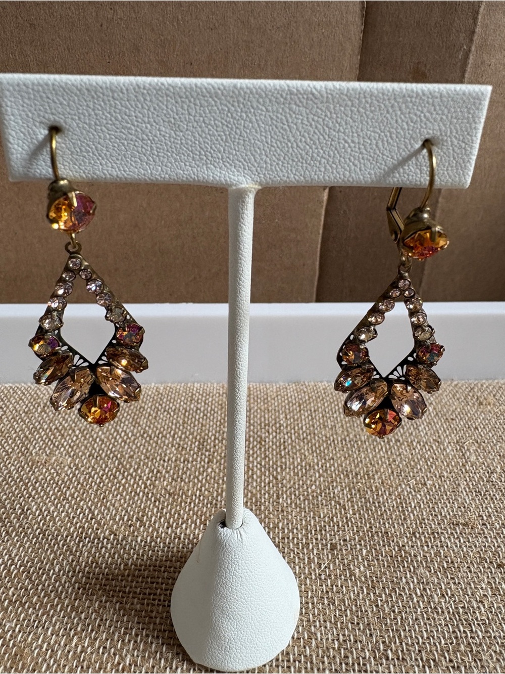 Sorrelli Gold-Tone Amber and Champagne Crystal Drop French-hook Earrings